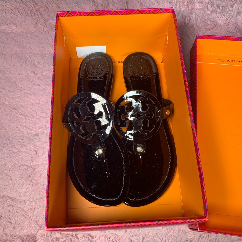 Tory Burch Black Patent Calf Sandals